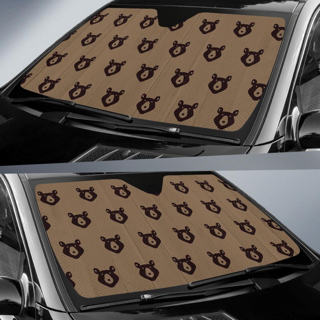 Brown Teddy Bear Pattern Print Car Sun Shade-grizzshop