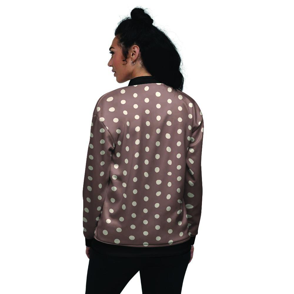 Brown Tiny Polka Dot Women's Bomber Jacket-grizzshop