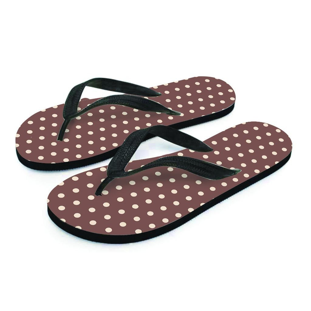 Brown Tiny Polka Dot Women's Flip Flops-grizzshop