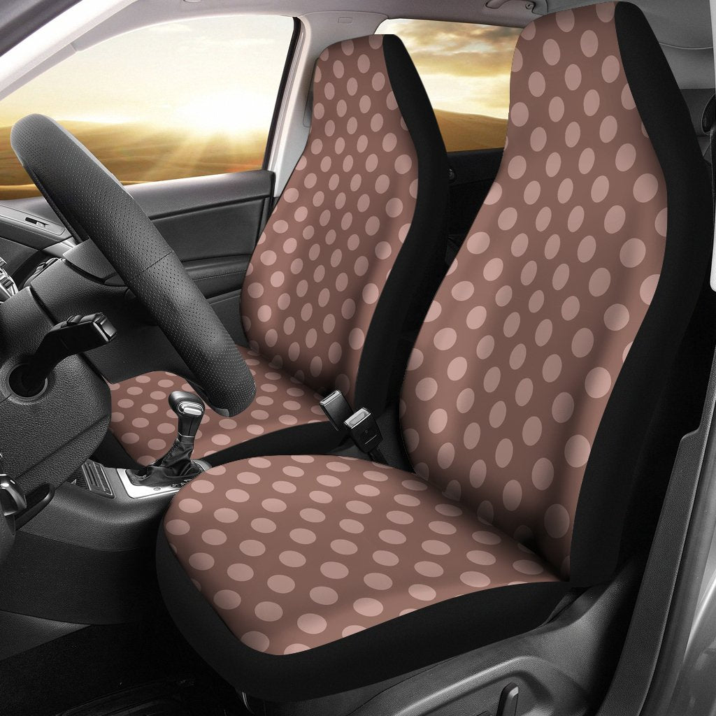 Brown Chocolate Polka dot Universal Fit Car Seat Cover-grizzshop