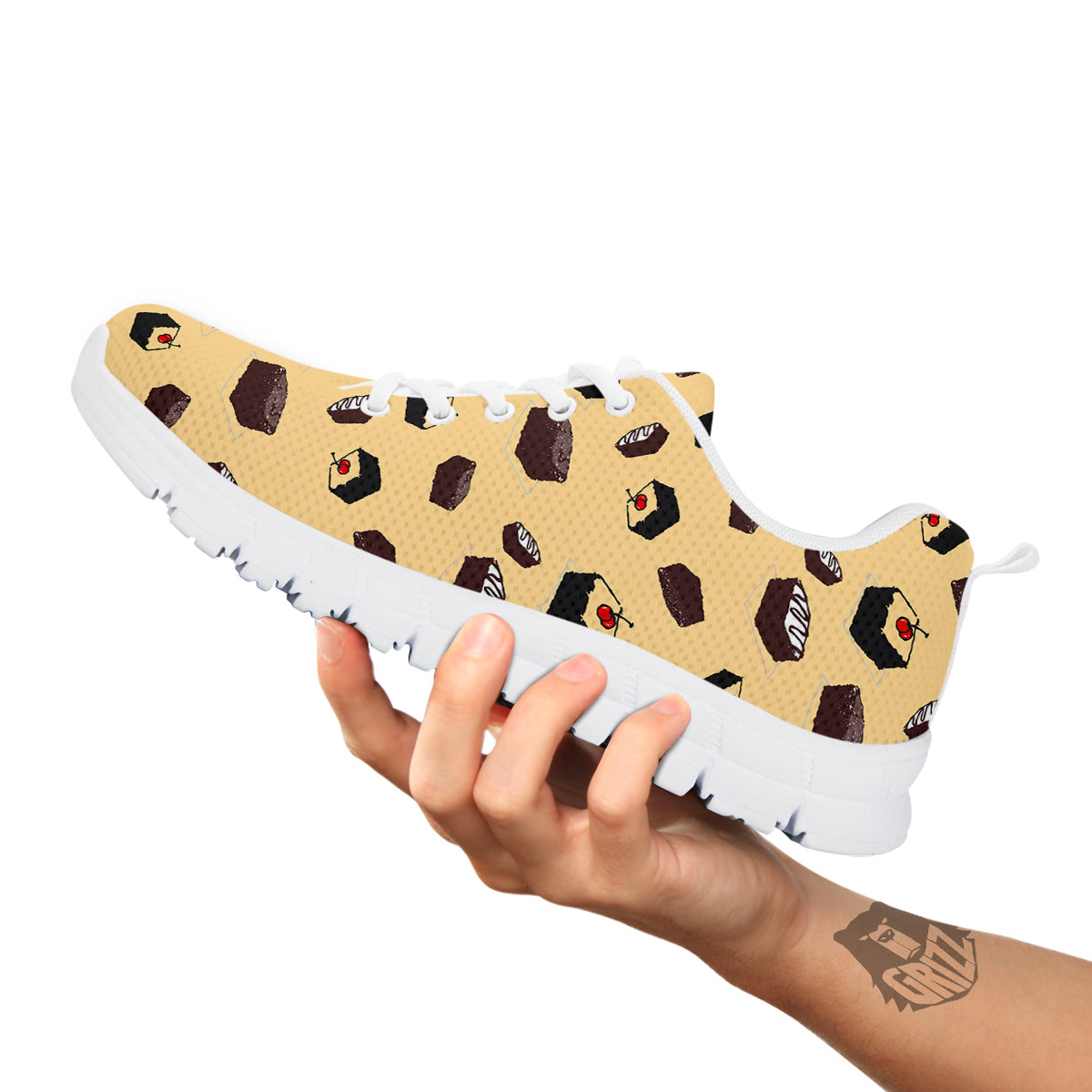 Brownie Beige Print Pattern White Sneaker-grizzshop