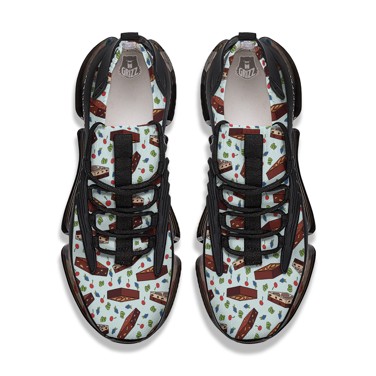 Brownie Brown Print Pattern Black Gym Shoes-grizzshop