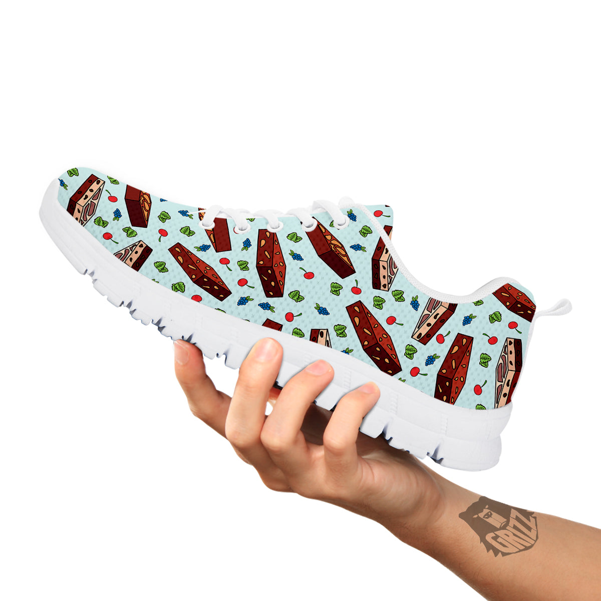 Brownie Brown Print Pattern White Sneaker-grizzshop