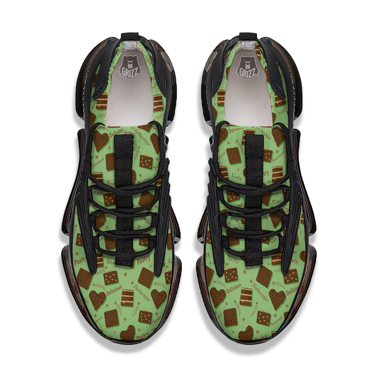 Brownie Delicious Print Pattern Black Gym Shoes-grizzshop