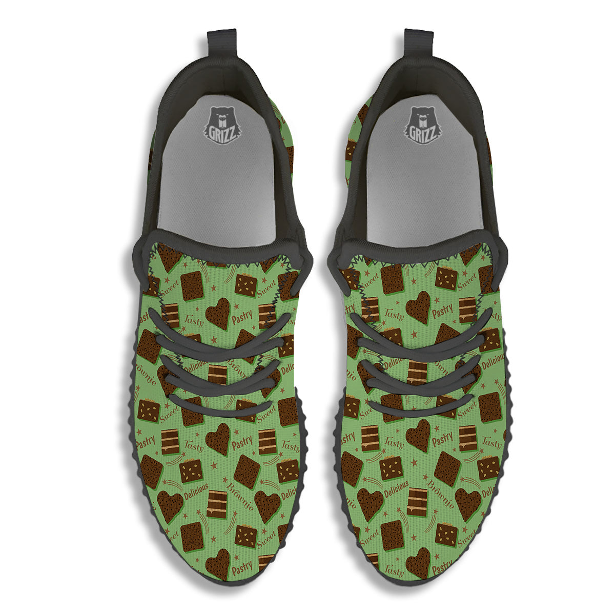 Brownie Delicious Print Pattern Black Walking Shoes-grizzshop
