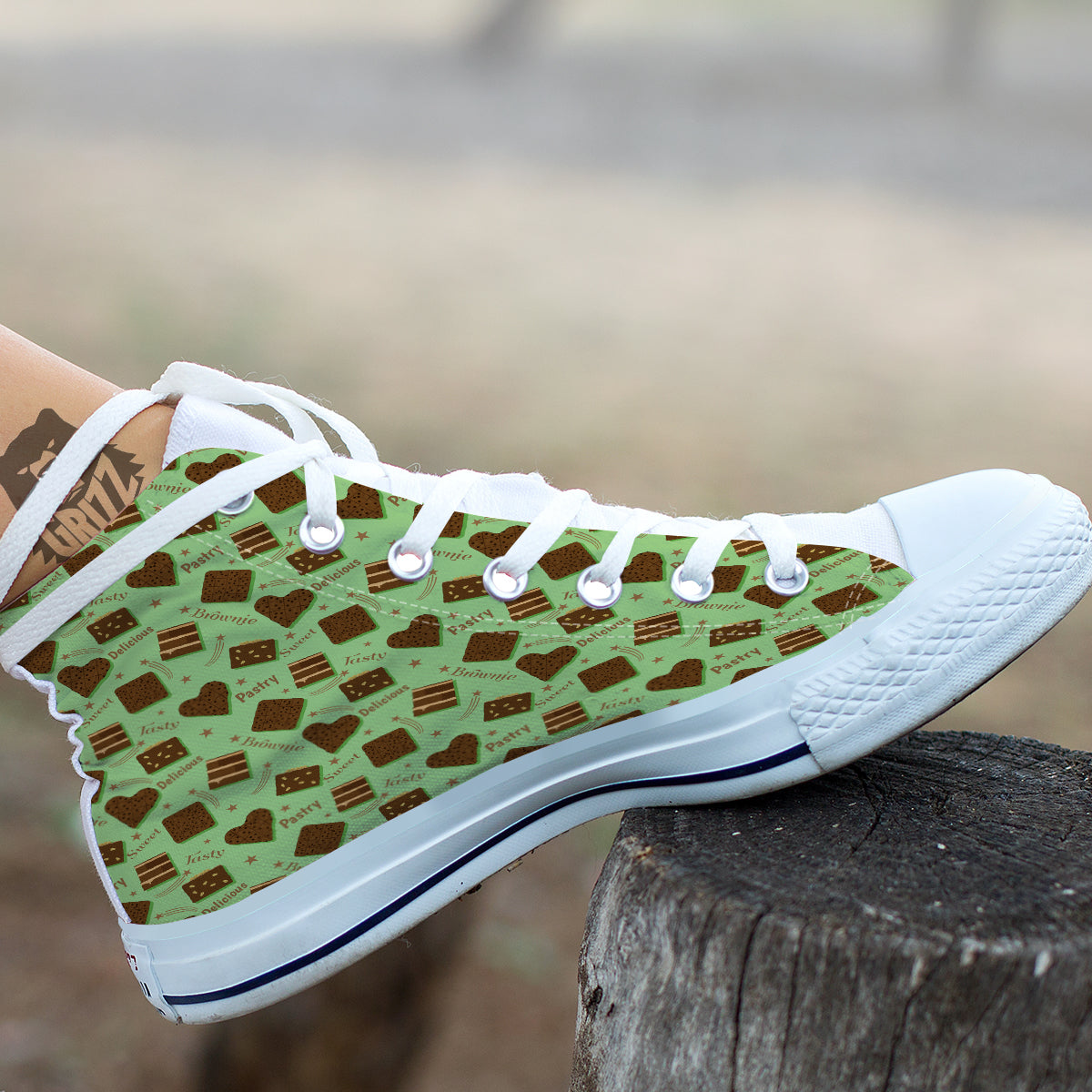 Brownie Delicious Print Pattern White High Top Shoes-grizzshop