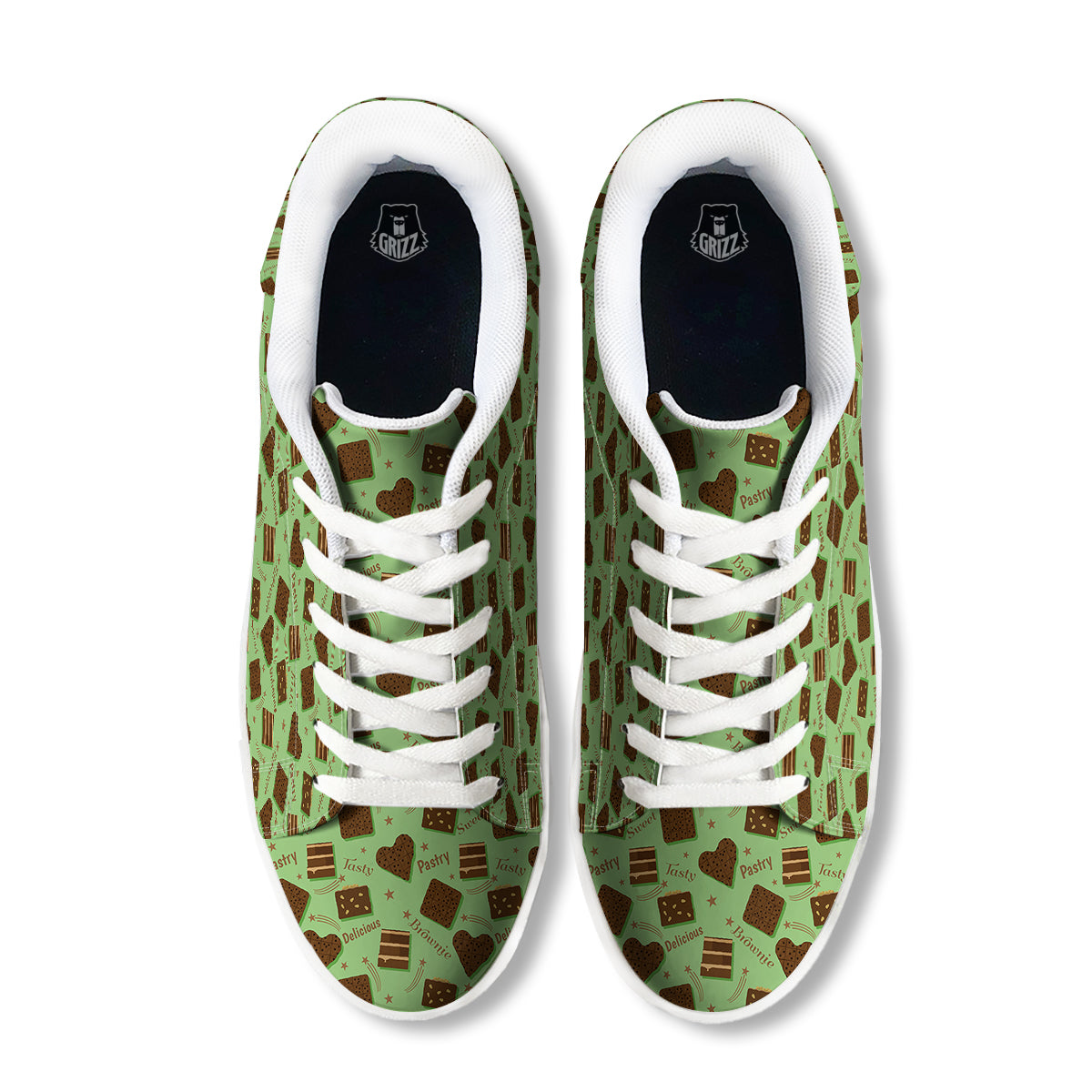 Brownie Delicious Print Pattern White Low Top Sneakers-grizzshop