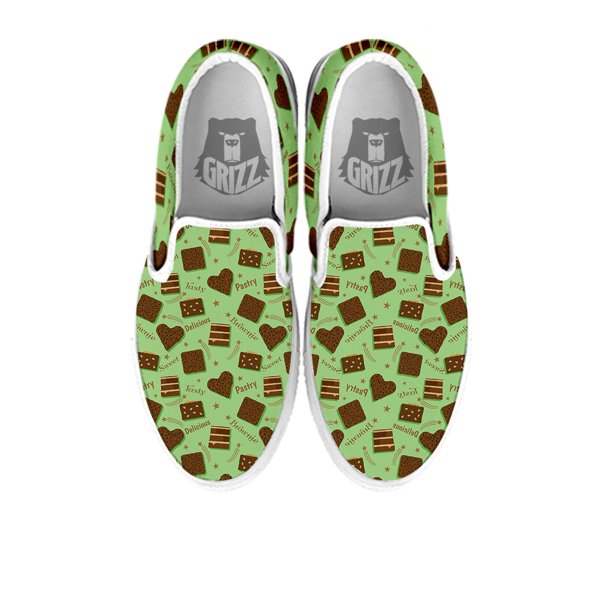 Brownie Delicious Print Pattern White Slip On Shoes-grizzshop