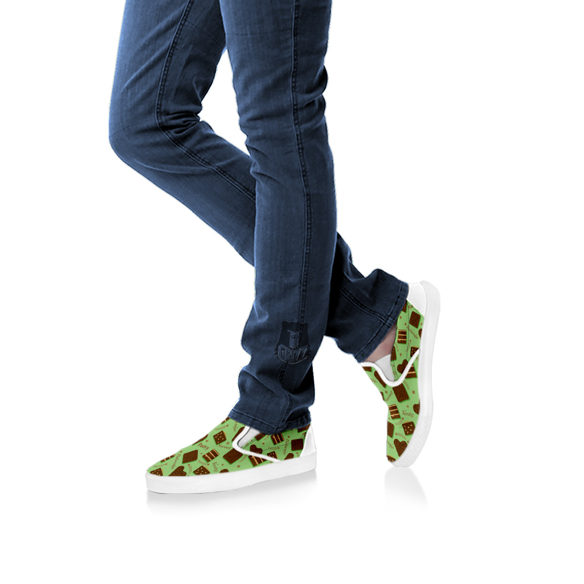 Brownie Delicious Print Pattern White Slip On Shoes-grizzshop