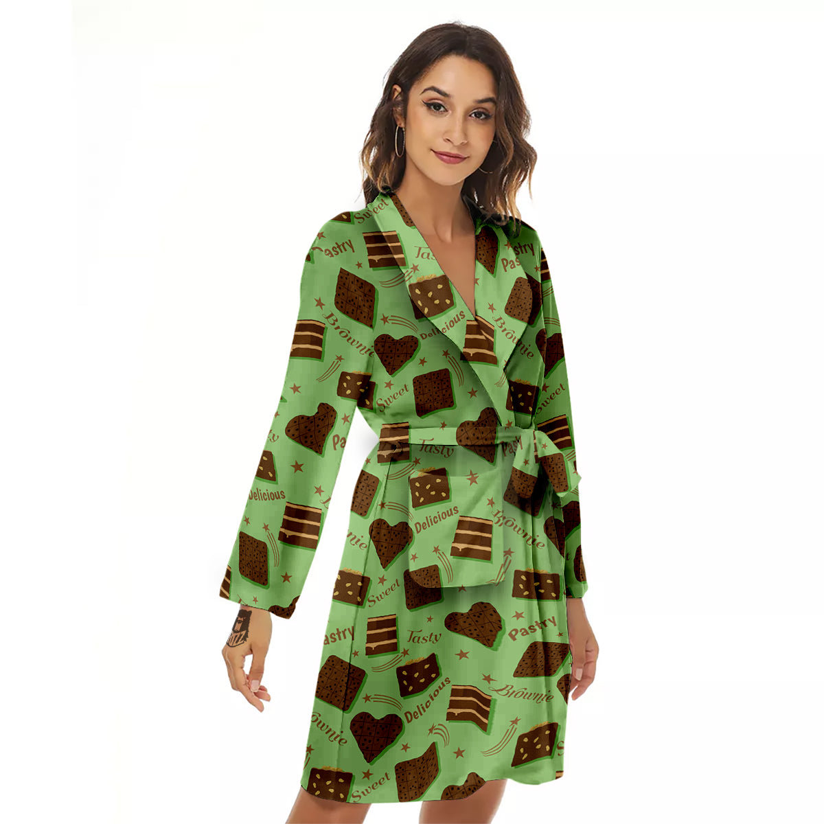 Brownie Delicious Print Pattern Women's Robe-grizzshop
