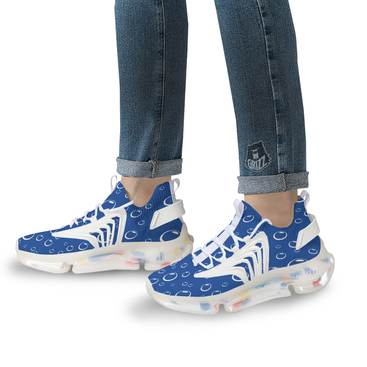 Bubble Ocean Print Pattern White Gym Shoes-grizzshop