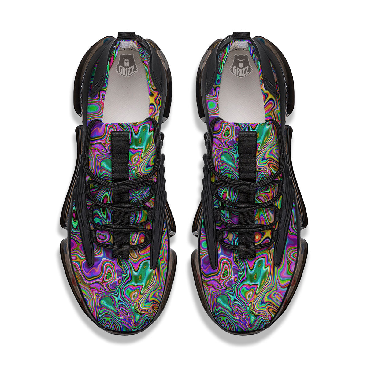 Bubble Psychedelic Print Pattern Black Gym Shoes-grizzshop