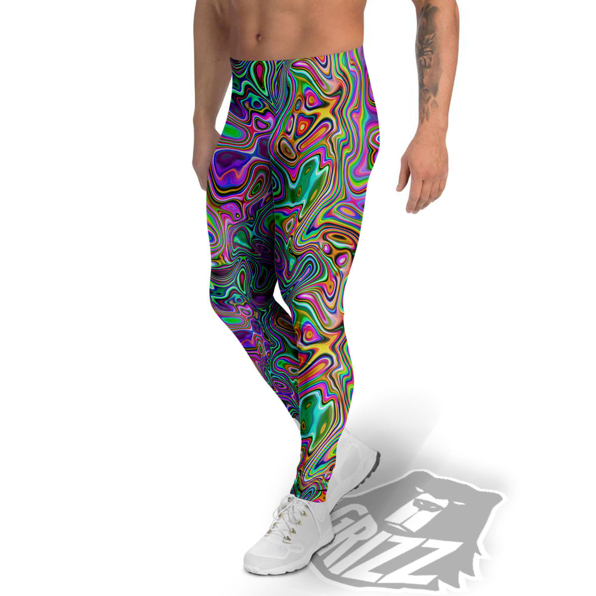 Bubble Psychedelic Print Pattern Men's Leggings-grizzshop