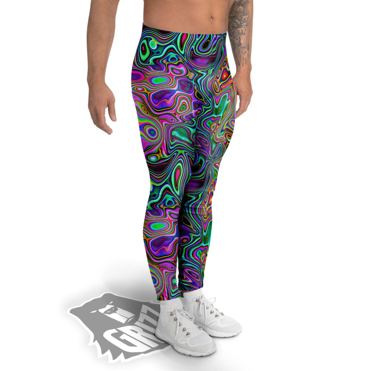 Bubble Psychedelic Print Pattern Men's Leggings-grizzshop