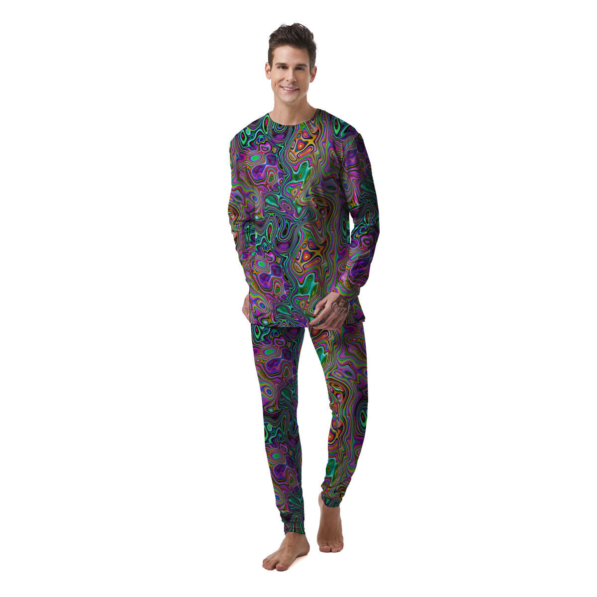 Bubble Psychedelic Print Pattern Men's Pajamas-grizzshop