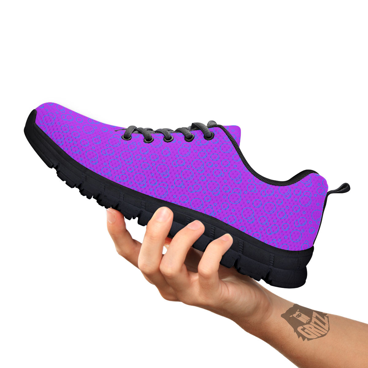 Bubble Purple Print Pattern Black Sneaker-grizzshop