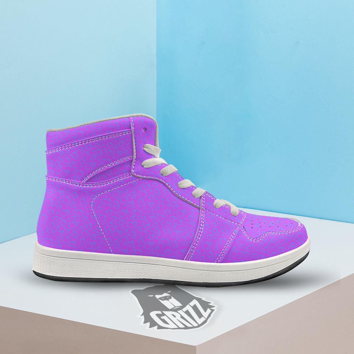 Bubble Purple Print Pattern High Top Sneakers-grizzshop