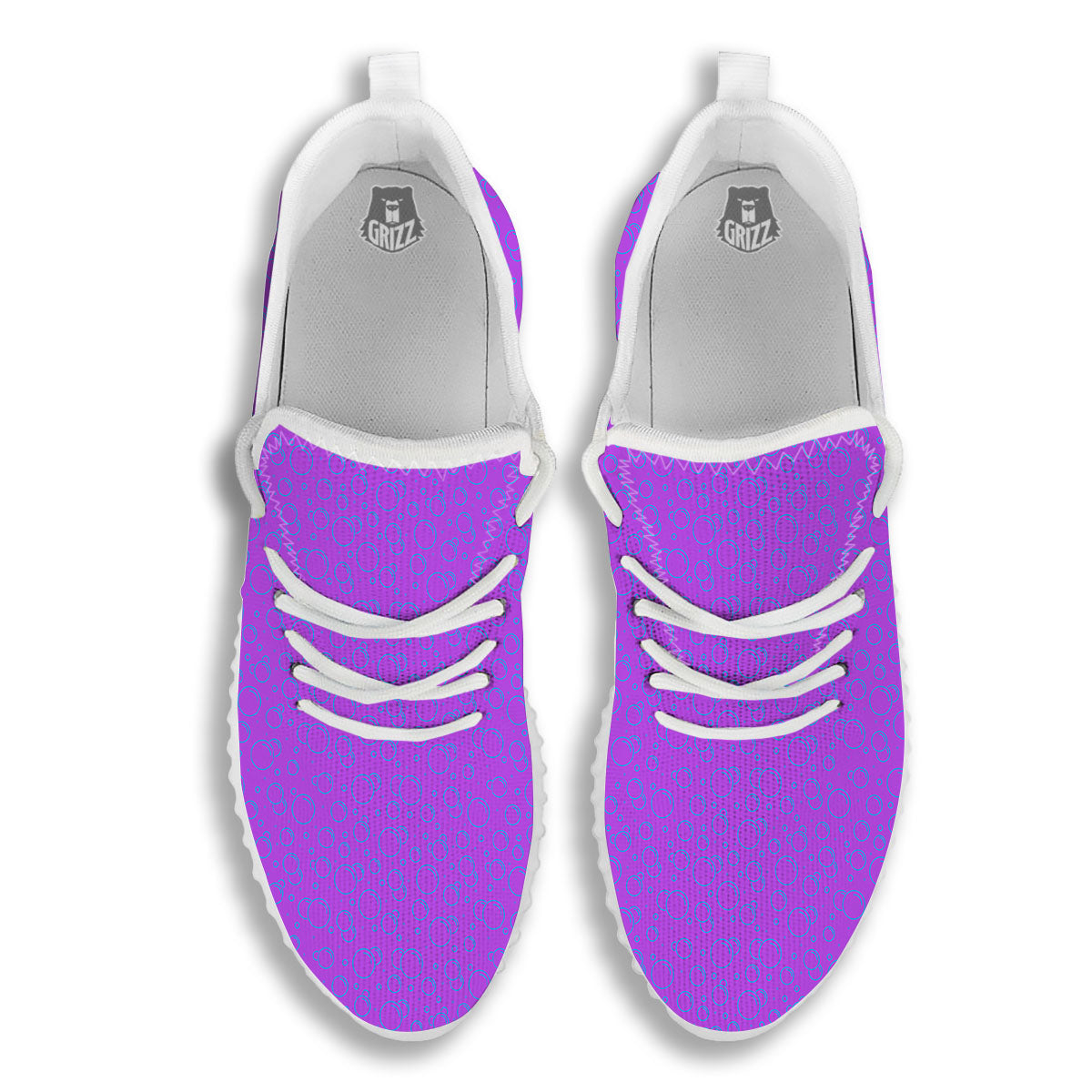 Bubble Purple Print Pattern White Walking Shoes-grizzshop
