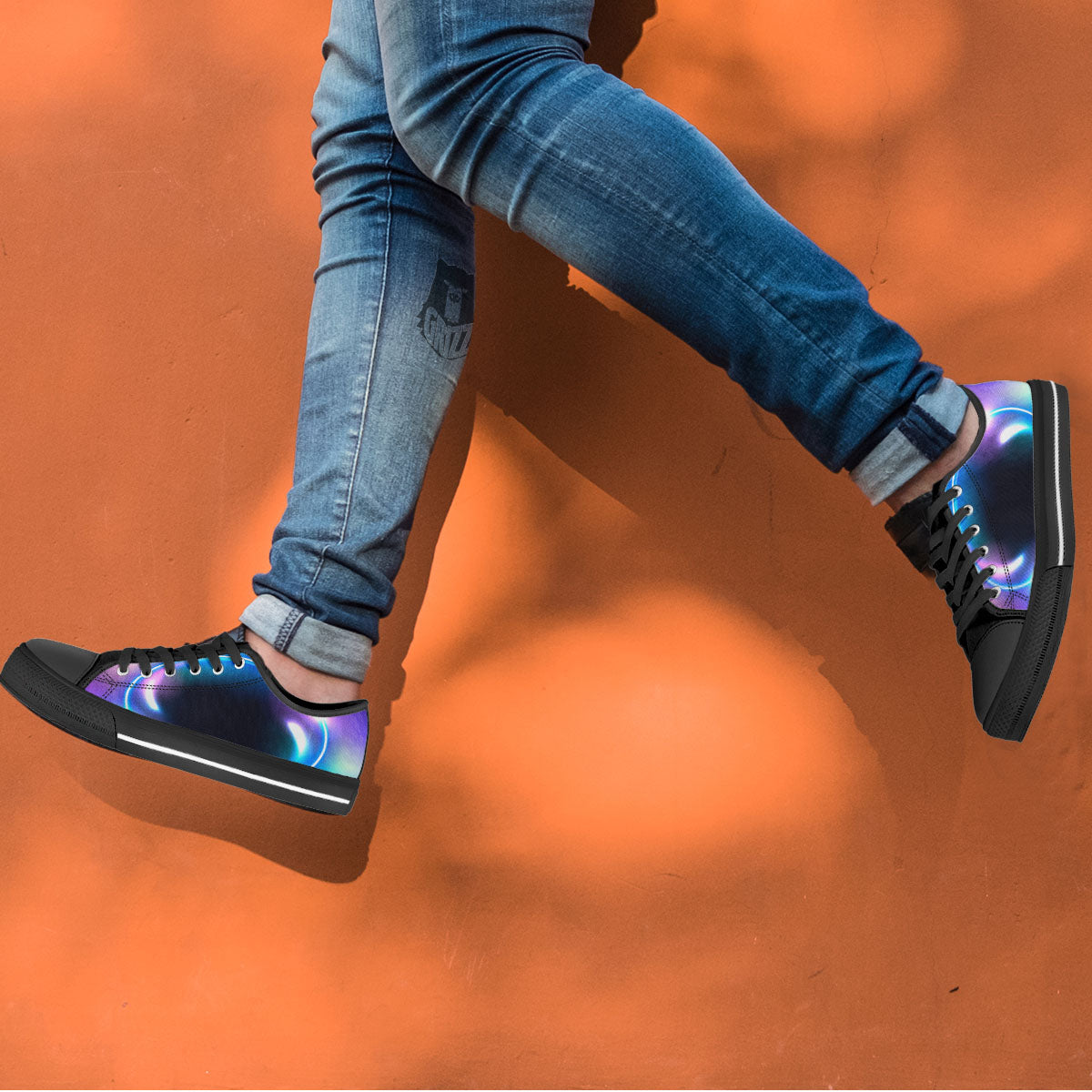 Bubble Rave Print Black Low Top Shoes-grizzshop