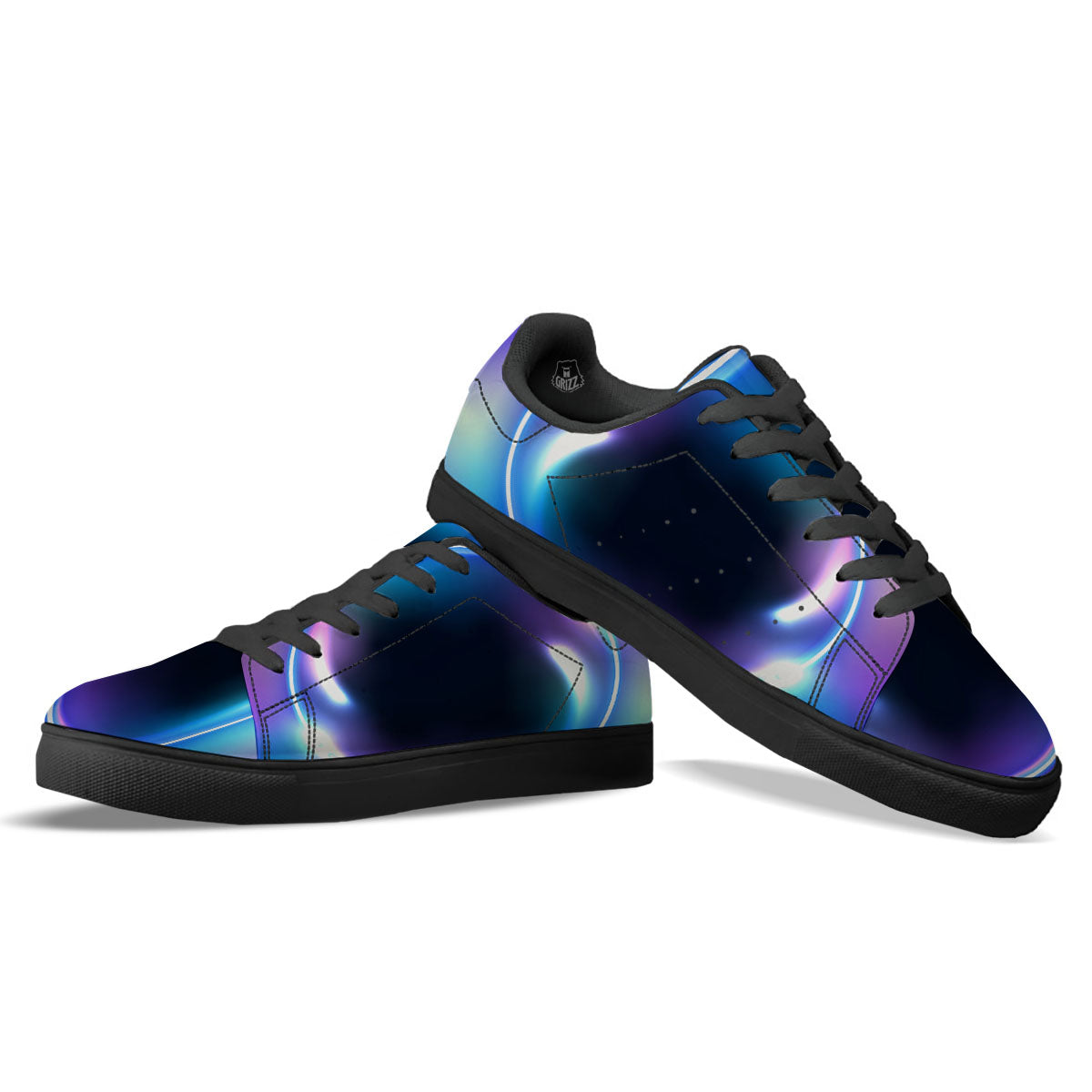 Bubble Rave Print Black Low Top Sneakers-grizzshop