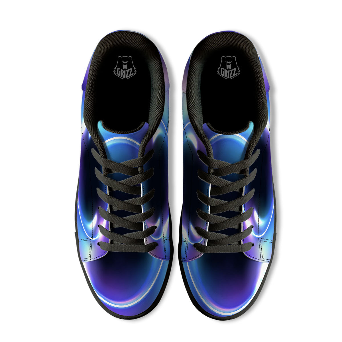 Bubble Rave Print Black Low Top Sneakers-grizzshop