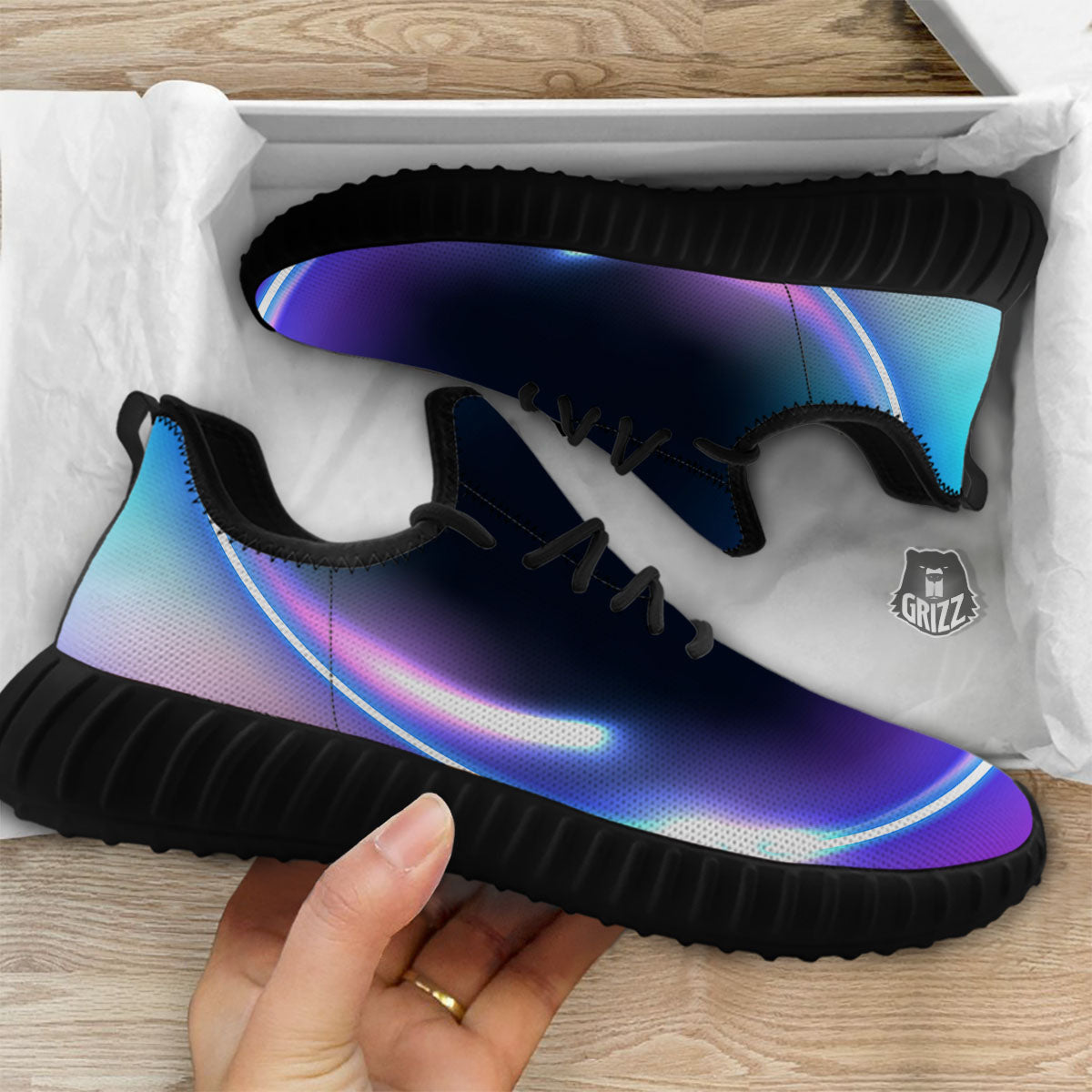 Bubble Rave Print Black Walking Shoes-grizzshop