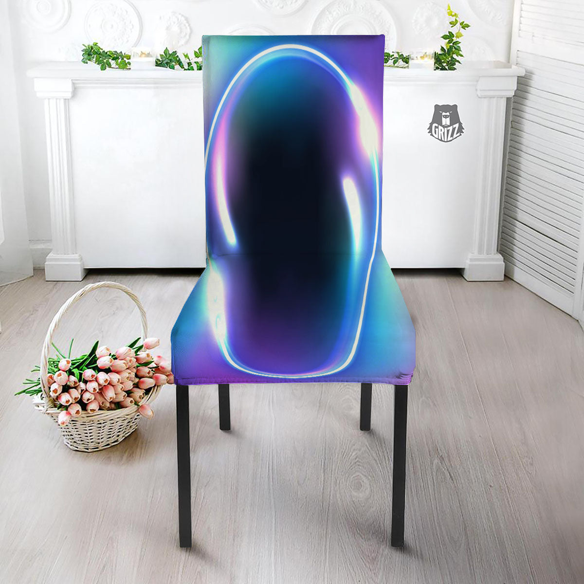 Bubble Rave Print Dining Chair Slipcover-grizzshop