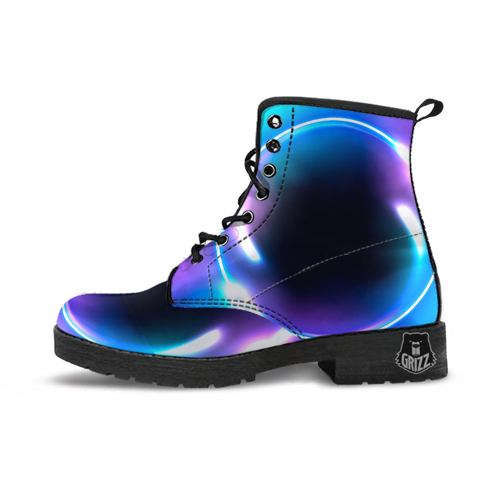 Bubble Rave Print Leather Boots-grizzshop