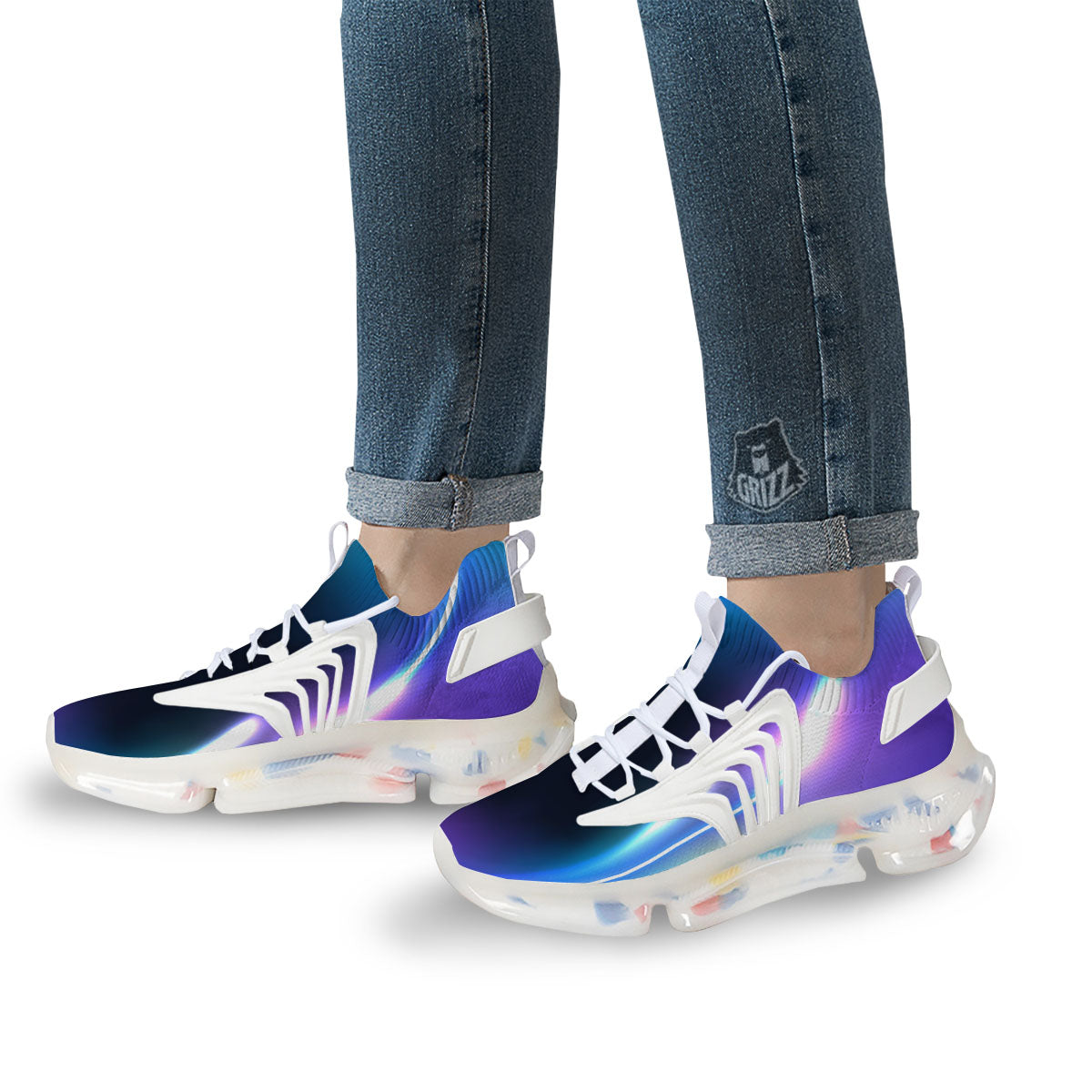 Bubble Rave Print White Gym Shoes-grizzshop