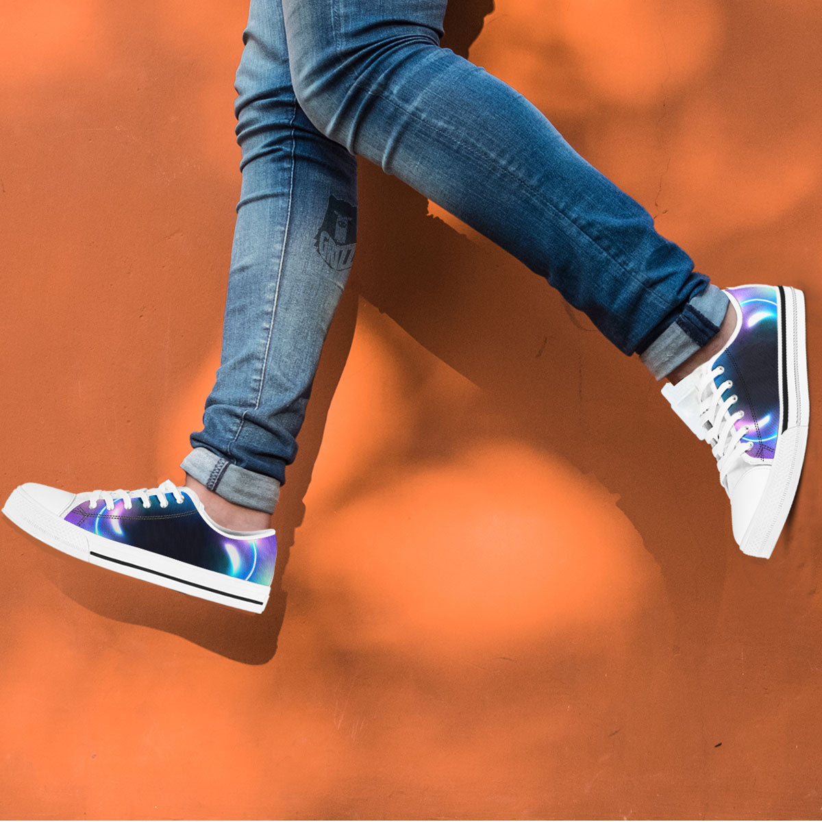 Bubble Rave Print White Low Top Shoes-grizzshop