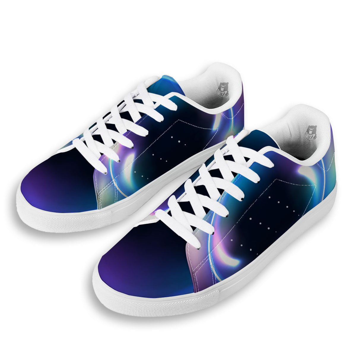 Bubble Rave Print White Low Top Sneakers-grizzshop