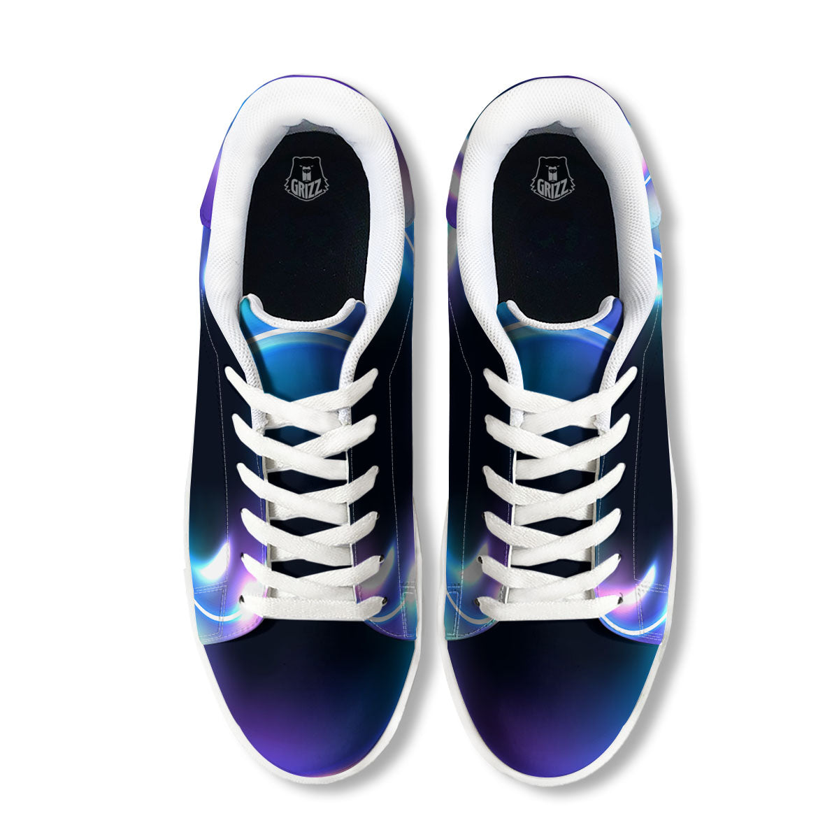 Bubble Rave Print White Low Top Sneakers-grizzshop