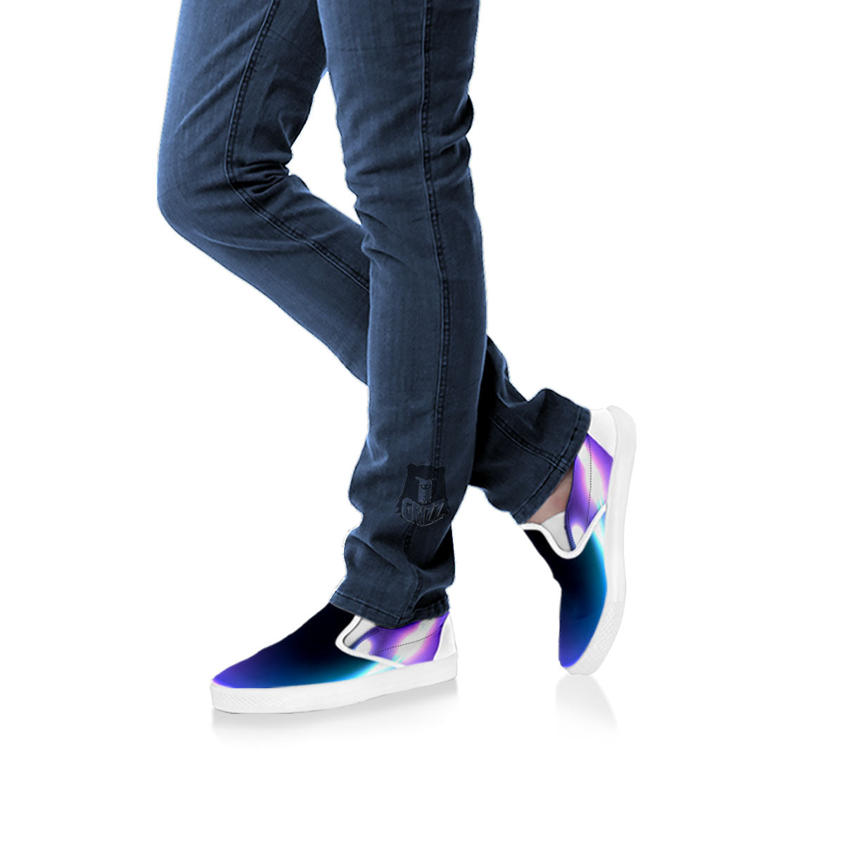 Bubble Rave Print White Slip On Shoes-grizzshop