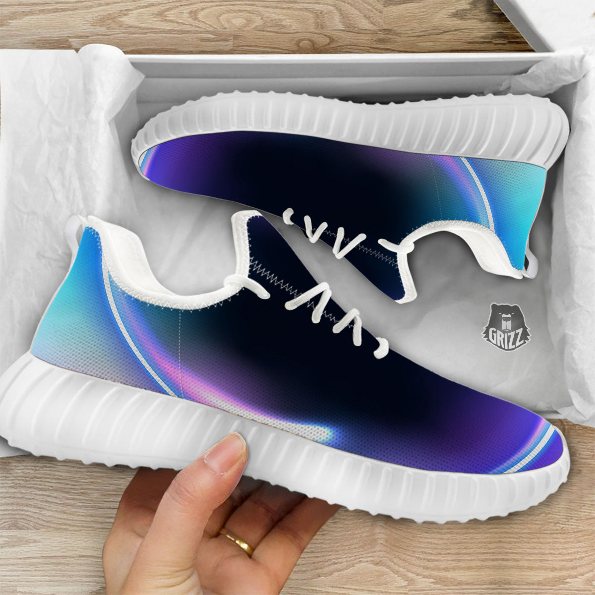 Bubble Rave Print White Walking Shoes-grizzshop