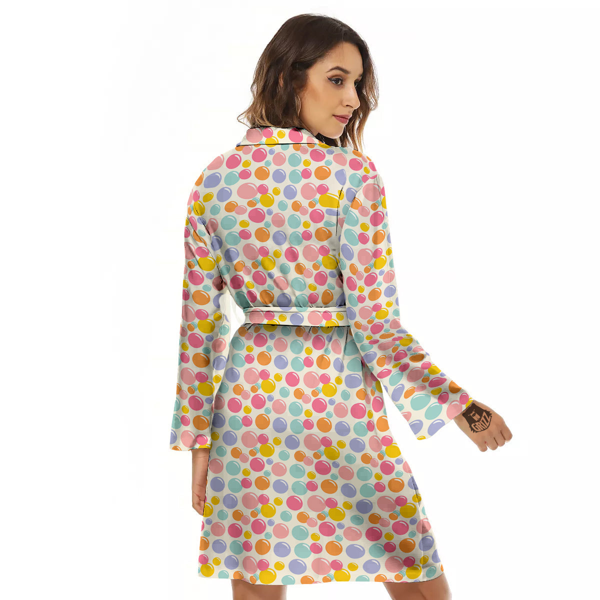 Bubble Soap Colorful Print Women's Robe-grizzshop