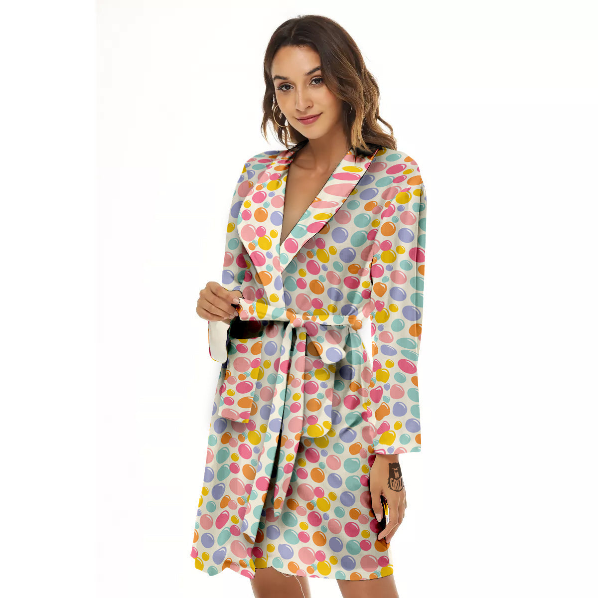 Bubble Soap Colorful Print Women's Robe-grizzshop