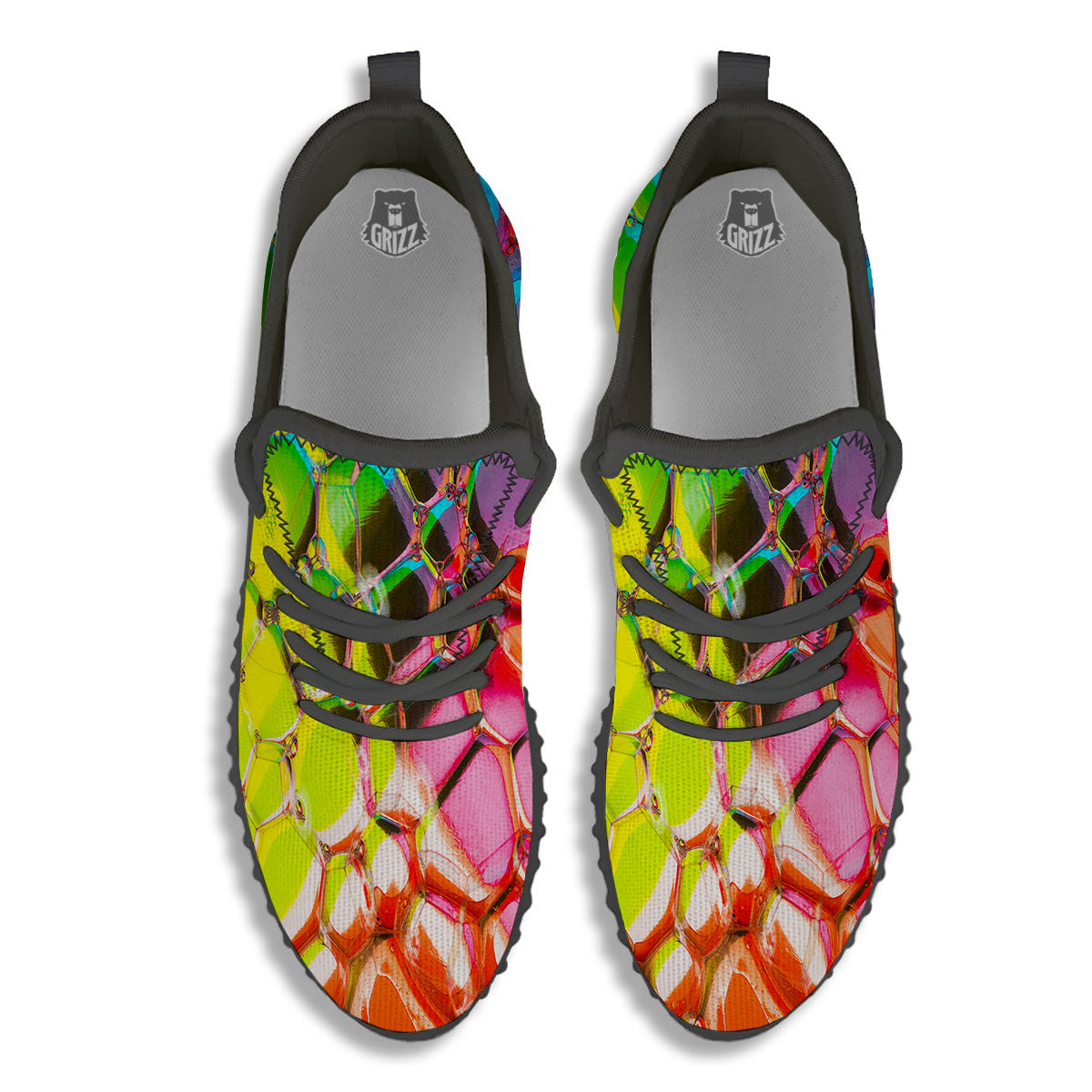 Bubble Soap Psychedelic Print Black Walking Shoes-grizzshop