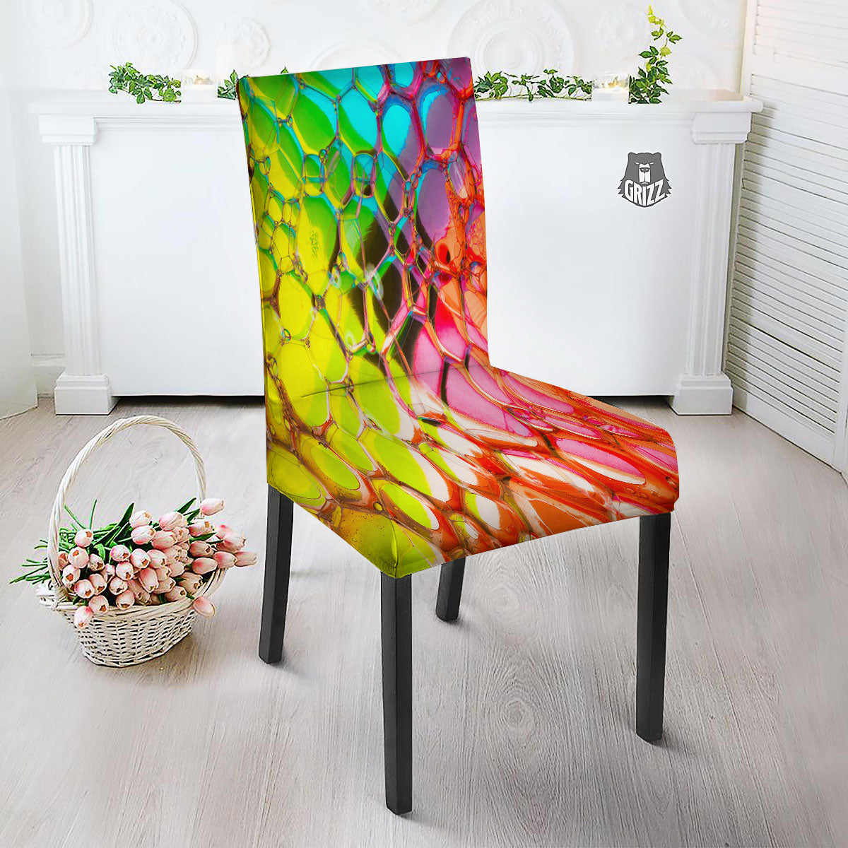 Bubble Soap Psychedelic Print Dining Chair Slipcover-grizzshop