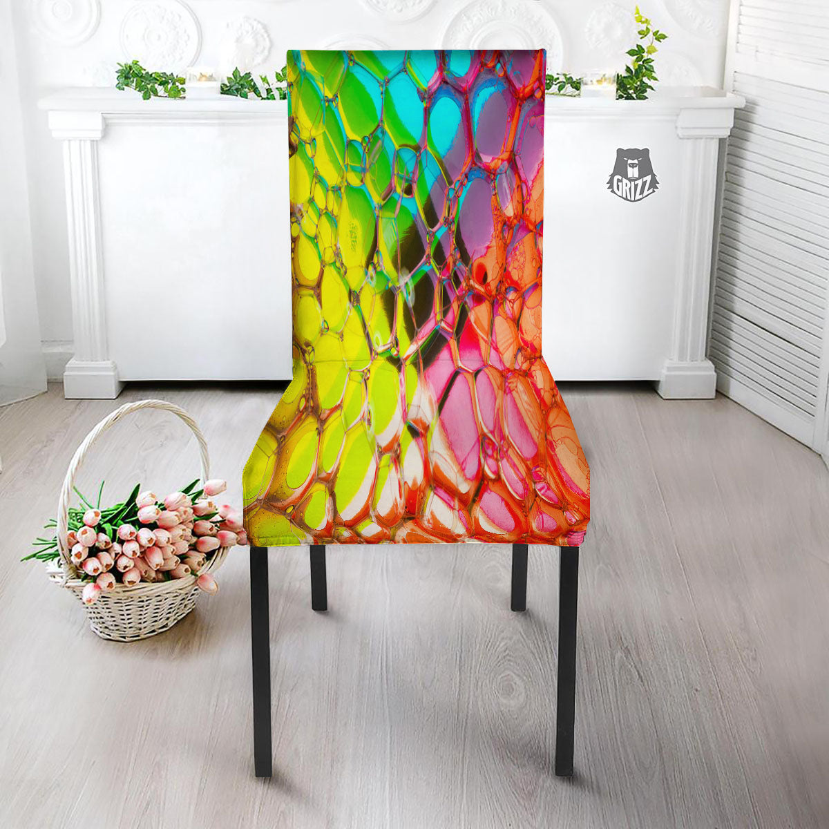 Bubble Soap Psychedelic Print Dining Chair Slipcover-grizzshop