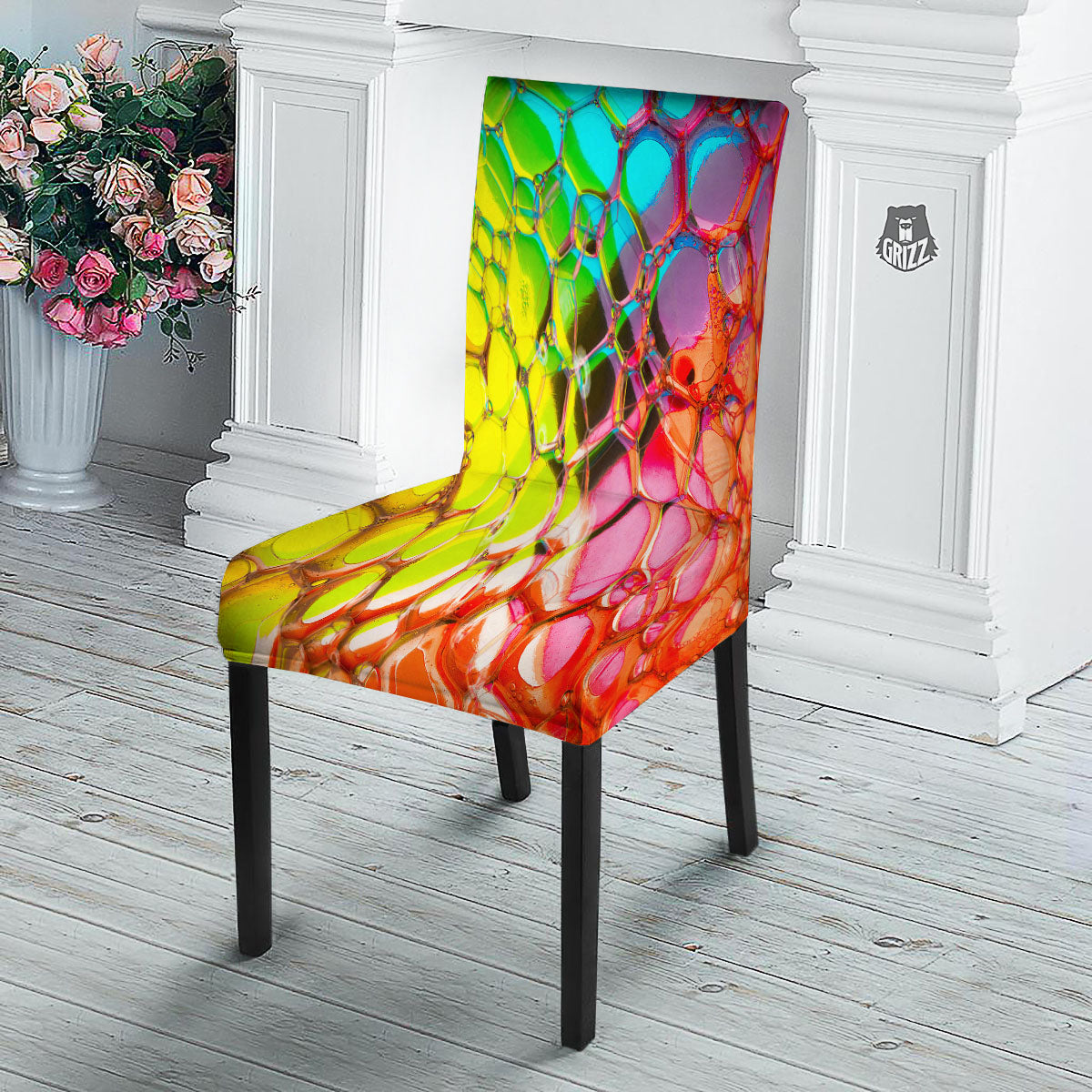 Bubble Soap Psychedelic Print Dining Chair Slipcover-grizzshop