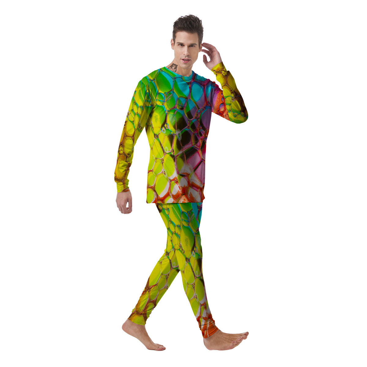 Bubble Soap Psychedelic Print Men's Pajamas-grizzshop