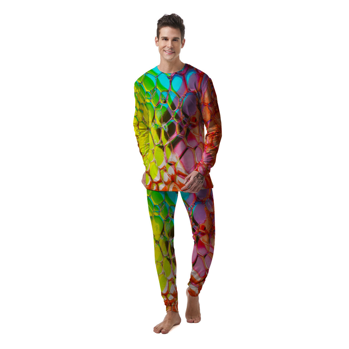 Bubble Soap Psychedelic Print Men's Pajamas-grizzshop
