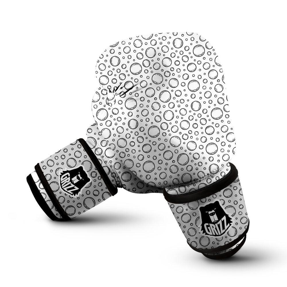 Bubble White And Black Print Pattern Boxing Gloves-grizzshop