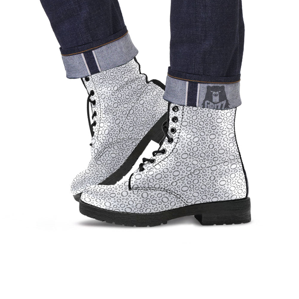 Bubble White And Black Print Pattern Leather Boots-grizzshop