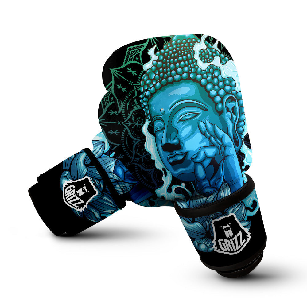 Buddha Blue Print Boxing Gloves-grizzshop