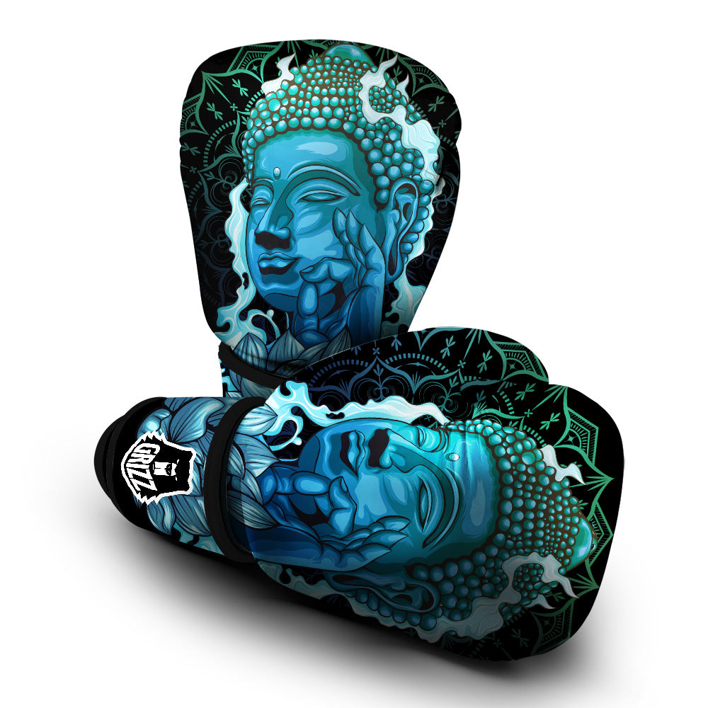 Buddha Blue Print Boxing Gloves-grizzshop