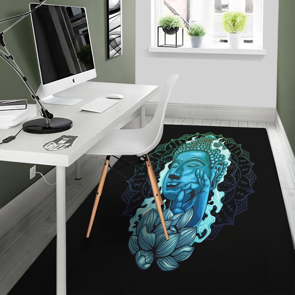 Buddha Blue Print Floor Mat-grizzshop