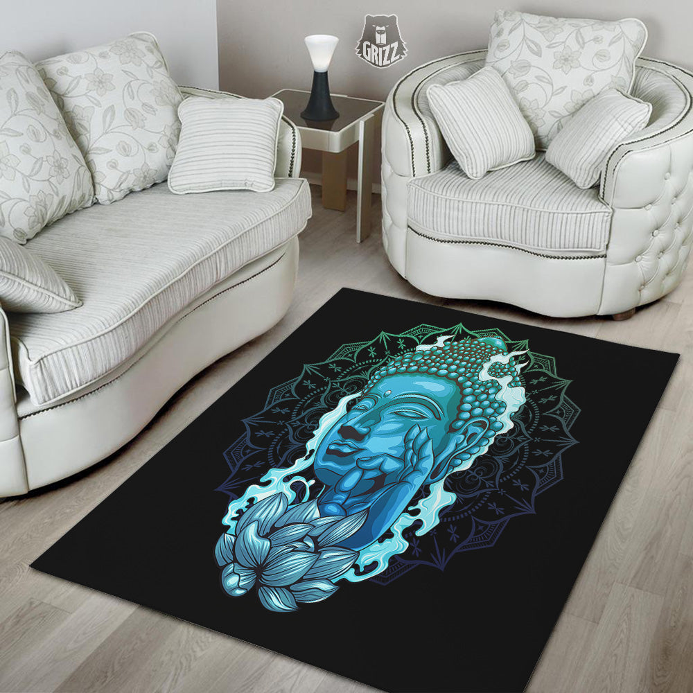 Buddha Blue Print Floor Mat-grizzshop