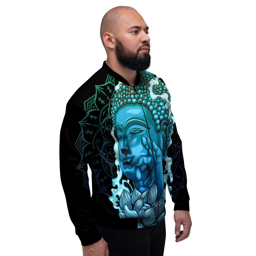 Buddha Blue Print Men's Bomber Jacket-grizzshop