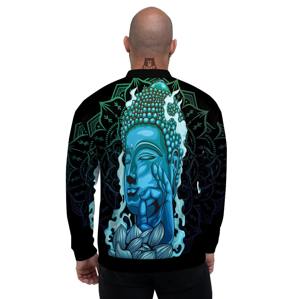 Buddha Blue Print Men's Bomber Jacket-grizzshop